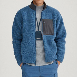 OEM personalizable hombres cremallera <span class=keywords><strong>polar</strong></span> Sherpa <span class=keywords><strong>chaqueta</strong></span> Casual invierno cálido de talla grande bordado Shearling <span class=keywords><strong>Bomber</strong></span> Casual <span class=keywords><strong>chaqueta</strong></span> - Product Image 2