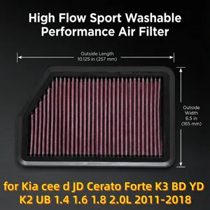 Filtro Aria Sportivo Lavabile ad Alto Flusso OE 281132S000 per <span class=keywords><strong>Kia</strong></span> <span class=keywords><strong>Cee</strong></span>'<span class=keywords><strong>d</strong></span> JD Cerato Forte K3 BD YD K2 UB 1.4 1.6 1.8 2.0L 2011-2018 - Product Image 1