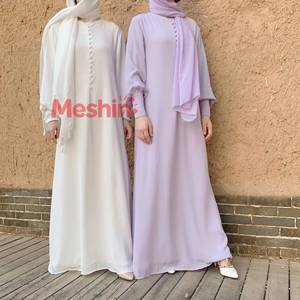 Robe élégante en mousseline de soie MS Dubai, style gothique imprimé, boutonnée, manches longues, Abaya musulmane, costume victorien pour femme - Product Image 1