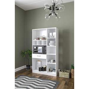 Mueble de Madera Blanco Multiusos de 6 Puertas y 1 Cajón para Cocina y Baño, Estante para Horno, Almacenamiento - Product Image 5