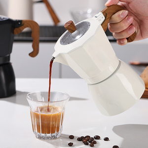เครื่องชงกาแฟเอสเพรสโซแบบคลาสสิก หม้อ<span class=keywords><strong>กาแฟ</strong></span>สำหรับใช้ในบ้าน สีดำขาว พร้อมด้ามจับไม้ - Product Image 6