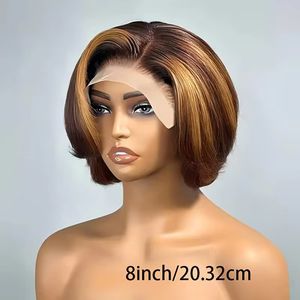 Perruque <span class=keywords><strong>courte</strong></span> bouclée en fibre chimique pour femmes, avec dentelle transparente européenne et américaine, <span class=keywords><strong>coupe</strong></span> pixie, point central - Product Image 3