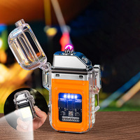 Briquet à double arc étanche à coque transparente COBT Ypec, recharge multifonction, briquet USB coupe-vent pour l'extérieur