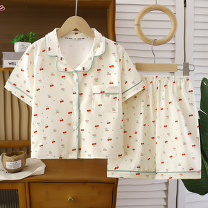 Nuovo Set <span class=keywords><strong>Pigiama</strong></span> <span class=keywords><strong>Estivo</strong></span> per Bambini 2 Pezzi in Poliestere Traspirante con Stampa Cartoon a Maniche Corte per Ragazzi e Ragazze - Product Image 4