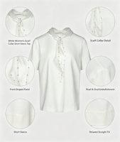 Haut blanc à col rond pour femme 2026, manches classiques, 100 % coton, écologique et respirant, coupe ajustée, été