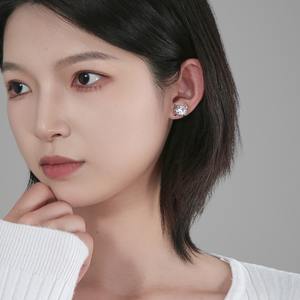 Popular Korean Style Bull Head Zircon <b>Stud</b> Earrings <b>Titanium</b> Steel Fashionable Geometric Design Stylish Trendy Gifts - Product Image 2