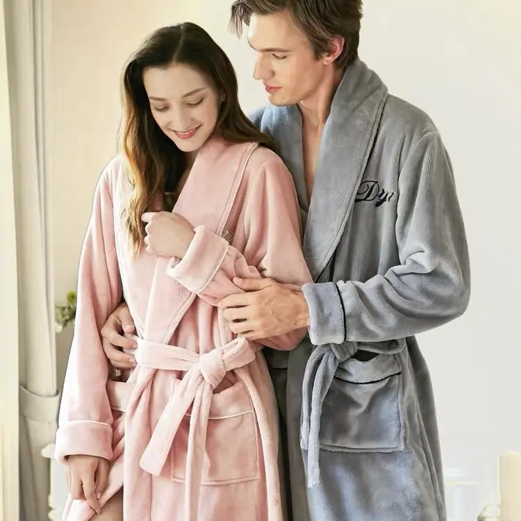 Cina fabbrica poliestere flanella fleece NightWear Super Soft Solid Adult Hotel Luxury Women accappatoio