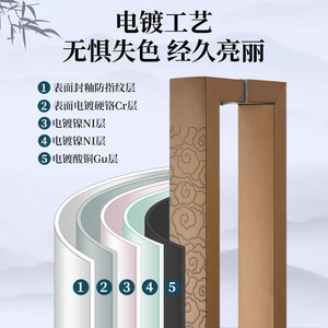 Poignée de porte de style chinois, verre nuage en laiton antique, coulissante en acier inoxydable, en bois, anti-traces de doigts - Product Image 2