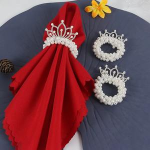 Anneau de serviette de table de luxe fait main, écologique, durable, 5 cm, avec accents de perles, décoration de couronne en stock pour les mariages et les fêtes - Product Image 3