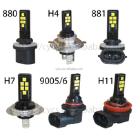 Ampoule LED antibrouillard 881 12 LED super lumineuse sans erreur 12SMD 3030 pour voiture, accessoire LED premium pour la rénovation/amélioration automobile