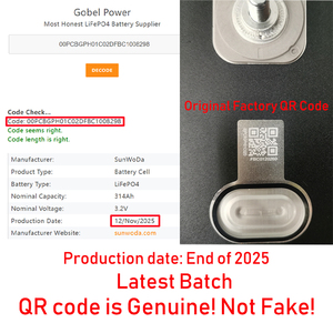 Baterai Lithium Iron Phosphate Grade A Sevb 314 Ah 3.2v 8000 Siklus Sunwoda Lifepo4 314ah untuk Baterai Surya 12v 24v 48v - Product Image 2