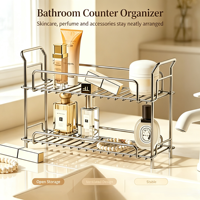 Organisateur de comptoir de salle de bain en acier inoxydable 304, support de rangement pour cosmétiques et soins de la peau