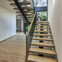 Maßgefertigte Freischwebende Treppe Moderne Modulare Stahl-Holz Gerade Treppe Umweltfreundliches Design für Wohn- und Gewerbeprojekte