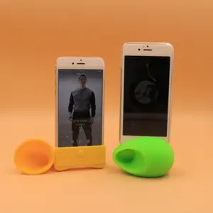 प्यारा सिलिकॉन सींग स्टैंड पोर्टेबल मिनी वायरलेस स्पीकर लाउडस्पीकर एम्पलीफायर के लिए के लिए iPhone 4 स्मार्ट फोन यादृच्छिक रंग