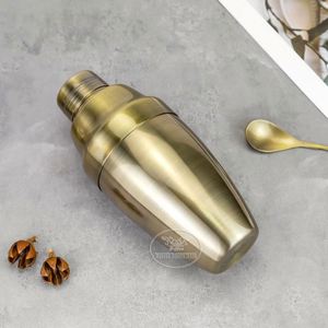 Shaker à cocktails Cobbler Royal en acier inoxydable 304, finition brossée, 550 ml, laiton antique, avec passoire intégrée, pour bar, Martini et vin - Product Image 3