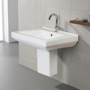 Juego de Lavabo con Pedestal Completo de Cerámica Premium Estilo Indio, Elegante Lavabo de Pie para Baño - Product Image 4