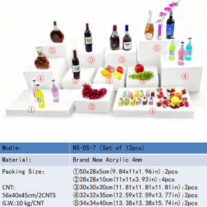Bộ <span class=keywords><strong>12</strong></span> màu trắng <span class=keywords><strong>Acrylic</strong></span> tự chọn risers Set Tabletop trắng thực phẩm <span class=keywords><strong>Riser</strong></span> tiệc cưới <span class=keywords><strong>Acrylic</strong></span> risers cho hiển thị thực phẩm - Product Image 2