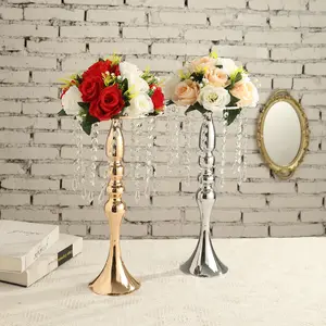 Suporte de mesa para casamento, suporte de vela de ouro e metal, haste longa para decoração de mesa