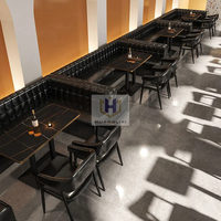 Ensembles de banquettes de café vintage en forme de U pour bars, restaurants, KTV, tables basses et chaises en cuir PU, canapé de boîte de nuit moderne en carton