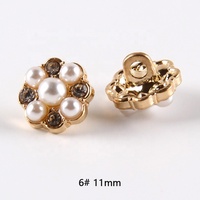 Boutons de chemise en métal fantaisie, petits, avec perle et strass, bouton à tige pour chemisier, cardigan, décoration pour femmes