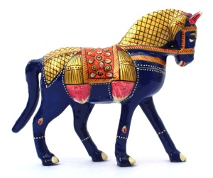 Meenakari-estatua de Metal de caballo artesanal, estatua de caballo indio hecho a mano, trabajo Fengshui, escultura de retorno empresarial, figura de caballo regalado - Product Image 2