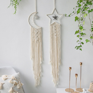 Moon Boho <span class=keywords><strong>Macrame</strong></span> tessuto nappa Dreamcatcher arazzo ornamento Decor Dream Catcher per camera da letto - Product Image 5