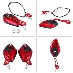 Rearview Mirror,1 Pair Universal Motorcycle Motorcycle Rear View Mirrors Scooter Aluminum Flame Pattern Side Rear View Mirrors - Product Image 5