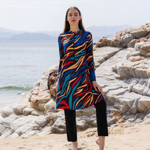 Traje de Baño Musulmán para Mujer, Burkini Estampado de Manga Larga, Ropa de Playa Modesta de Secado Rápido, Venta al Por Mayor - Product Image 5