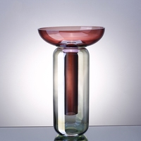 Vase en verre en forme de champignon, décoration minimaliste pour la maison, forme irrégulière, vase en verre épais de couleur cylindrique, vente chaude