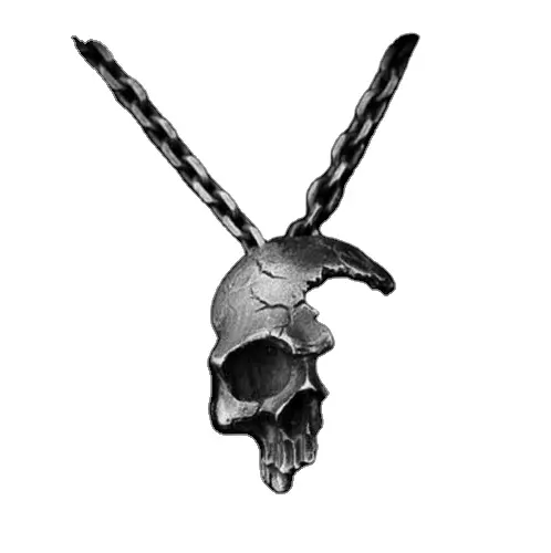 Vintage Punk Gothic Gold Antique Silver Bronze Halloween Party Half Skull Pendant Necklace for Women Men