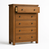 Commode de chambre classique et moderne du fabricant vietnamien Phuoc Hung, en chêne massif, 5 tiroirs, marron, écologique, pour salon
