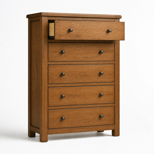 Commode de chambre classique et moderne du fabricant vietnamien Phuoc Hung, en chêne massif, 5 tiroirs, marron, écologique, pour salon - Product Image 2
