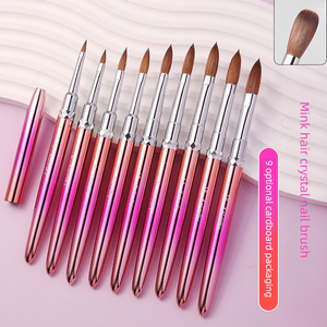100% Natural Kolinsky Acrylic <b>Nail</b> Brush Metal Handle OEM ODM Powder Brush for <b>Nail</b> <b>Extension</b> - Product Image 2