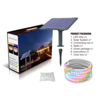 Bande lumineuse LED solaire pour extérieur, étanche IP65, 3000K, 20m avec télécommande, 200W