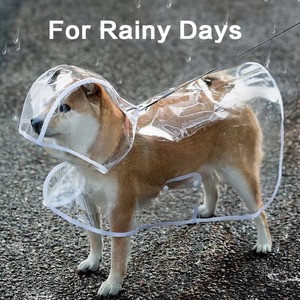<b>Poncho</b>-Style Waterproof Breathable Dog <b>Rain</b> Jacket with Hat Transparent <b>Plastic</b> Puppy Hooded Raincoat - Product Image 3