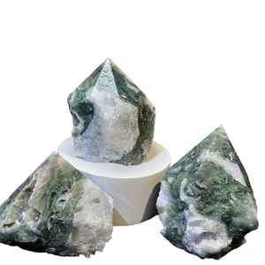 Cristales de Piedras Preciosas Pulidas Premium al por Mayor, Puntas Grabadas, Piedras Curativas, Torre de Cristal de Ágata Musgosa Natural para las Fiestas - Product Image 1