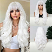 Perruque synthétique longue ondulée brun clair en fibre haute température, bonnet intégral, pour femme, cosplay, résistante à la chaleur, naturelle et volumineuse