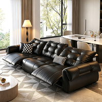Canapé-lit inclinable électrique 3 en 1 en cuir véritable italien de luxe, double moteur, fonctionnement silencieux, canapé inclinable à zéro distance murale