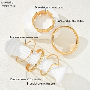 KISSWIFE Conjunto de 4 Peças de Pulseiras Ajustáveis com Nó em Liga de Zinco Dourada Vintage Geométrica para Joias de Festa Unissex - Product Image 3