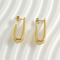 Boucles d'oreilles en acier inoxydable, créoles de luxe, crochet à vent, titane, acier or 18k