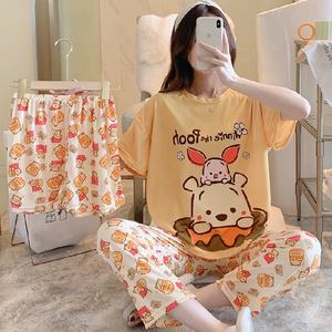 <span class=keywords><strong>Pigiama</strong></span> moda donna pantaloncini manica corta <span class=keywords><strong>pantaloni</strong></span> <span class=keywords><strong>lunghi</strong></span> 3 pezzi Set pigiami Loungwear sottile estate morbido latte freddo indumenti da notte coreani - Product Image 6