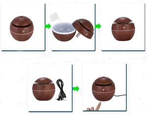 Wholesale 2025 New Arrivals <b>Portable</b> Led Round Wood Grain 130ml Mini Humidifier Purifier Ultrasonic Aroma <b>Diffuser</b> air - Product Image 3