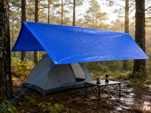 Bâche en polypropylène tissé bleue, enduite de PE, 800 g/m², imperméable, pour usage industriel extérieur, largeur 120 pouces, style uni - Product Image 4