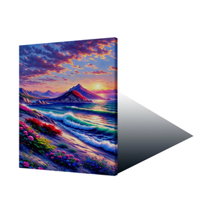 Stampa d'Arte Murale <span class=keywords><strong>con</strong></span> Montagne Viola <span class=keywords><strong>e</strong></span> Fiori, Stampa ad Alta Definizione, Dipinto su Tela <span class=keywords><strong>con</strong></span> Cornice Interna per Decorazione Murale - Product Image 1