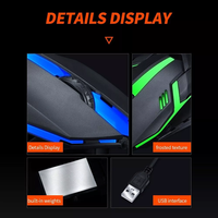 Souris de jeu filaire T-WOLF V1 pas chère, câble USB 1,3 m, 3D, rétroéclairage 7 couleurs, 1000 DPI, pour ordinateur portable, PC, bureau, jeu