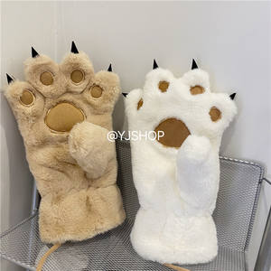 Guantes con diseño de pata de gato y pata de oso para estudiantes de 12 a 14 años, para uso en exteriores/casual en invierno, forro polar grueso, bonitos y cálidos - Product Image 4