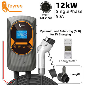 Feyree 12kW 50A Type 1 Wall-mounted Charging Stations 1Phase EV Charger with DLB <b>WIFI</b> APP RFID Card for Household Garage - Product Image 1