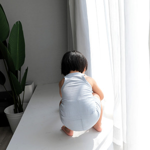 Ensemble de gilets d'été en coton 2025 sans manches deux pièces pour garçons et filles – Vêtements fins pour enfants - Product Image 6