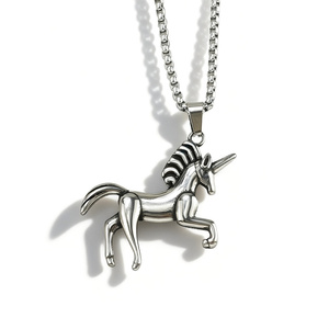 Collar con Colgante Vintage <span class=keywords><strong>de</strong></span> Acero Inoxidable para Hombre, Caballo Occidental, Unicornio Gótico, Pegaso, Gancho <span class=keywords><strong>de</strong></span> Pesca Maorí, Joyería Punk al por Mayor - Product Image 6