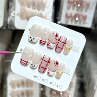 Juego de Uñas Postizas de Diseño Profesional Hechas a Mano, Uñas Acrílicas Artificiales al por Mayor, Uñas Francesas Cuadradas Tipo Ataúd, Uñas Cortas